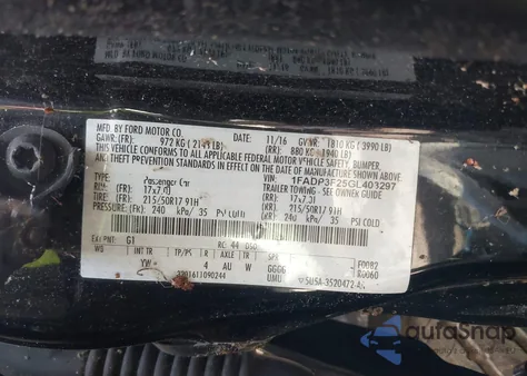 2016 Ford Focus Se из США, поврежденный, VIN 1FADP3F25GL403297